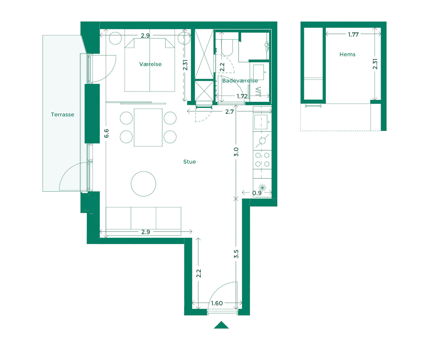 Lejlighedplan Hotelkarreen 109@2X