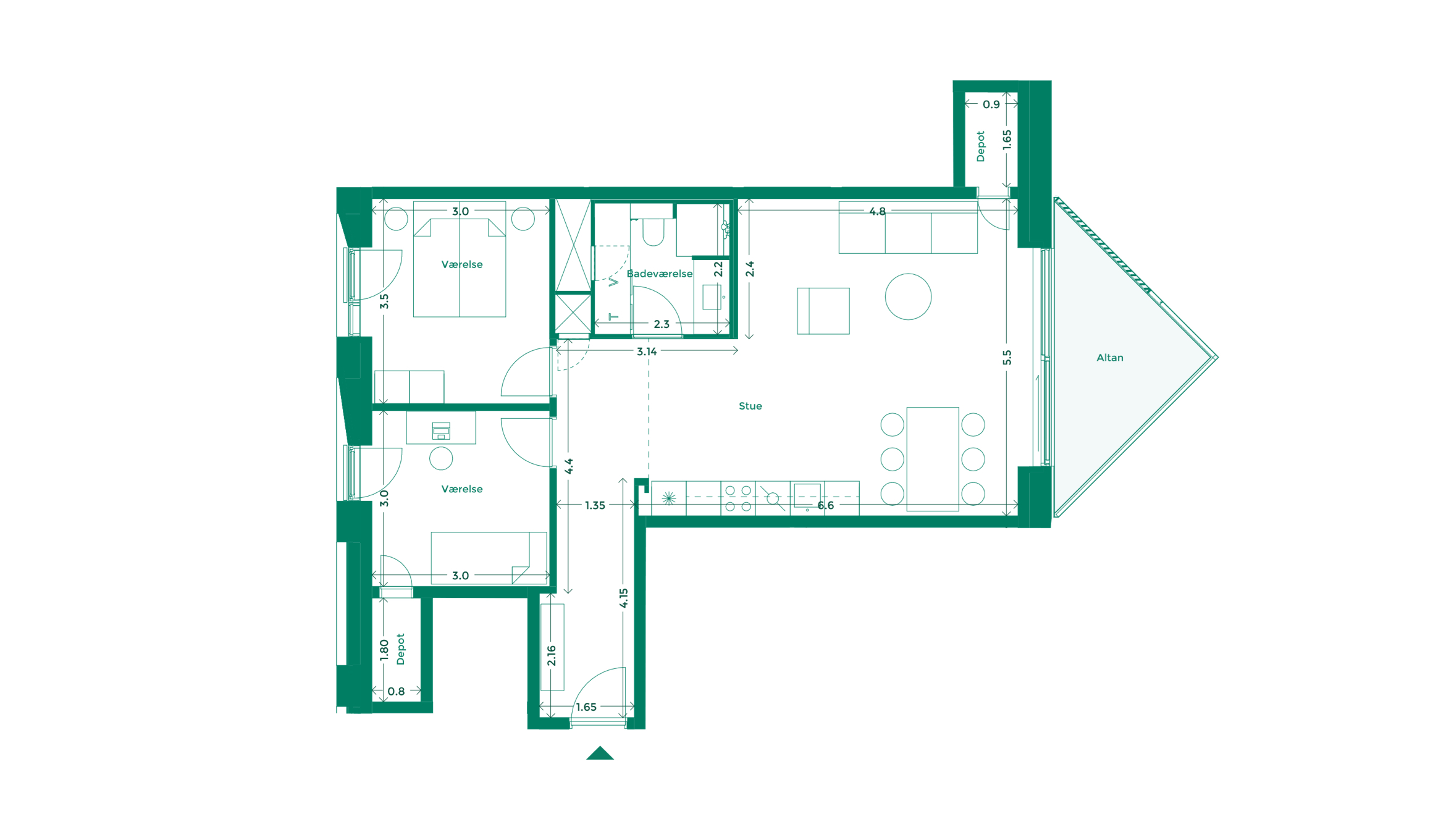 Lejlighedplan Hotelkarreen 125@2X