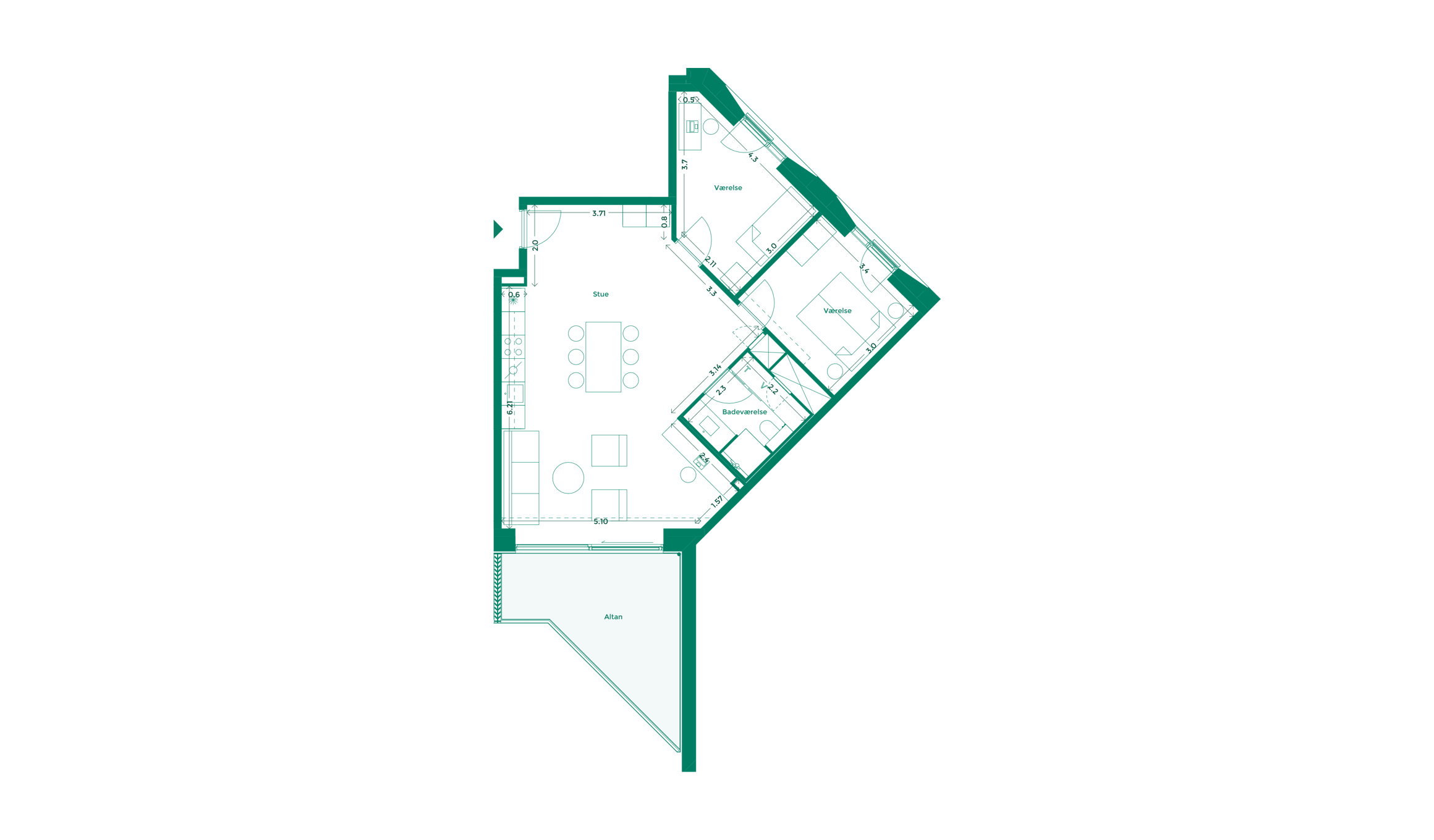 Lejlighedplan Hotelkarreen 155@2X