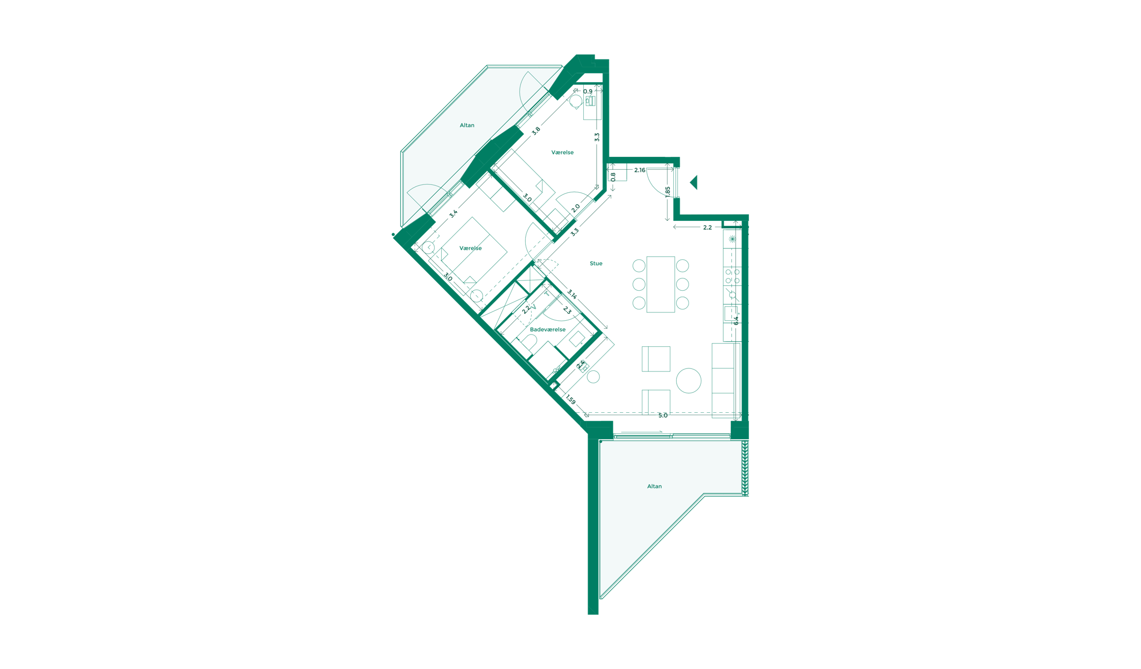 Lejlighedplan Hotelkarreen 156@2X