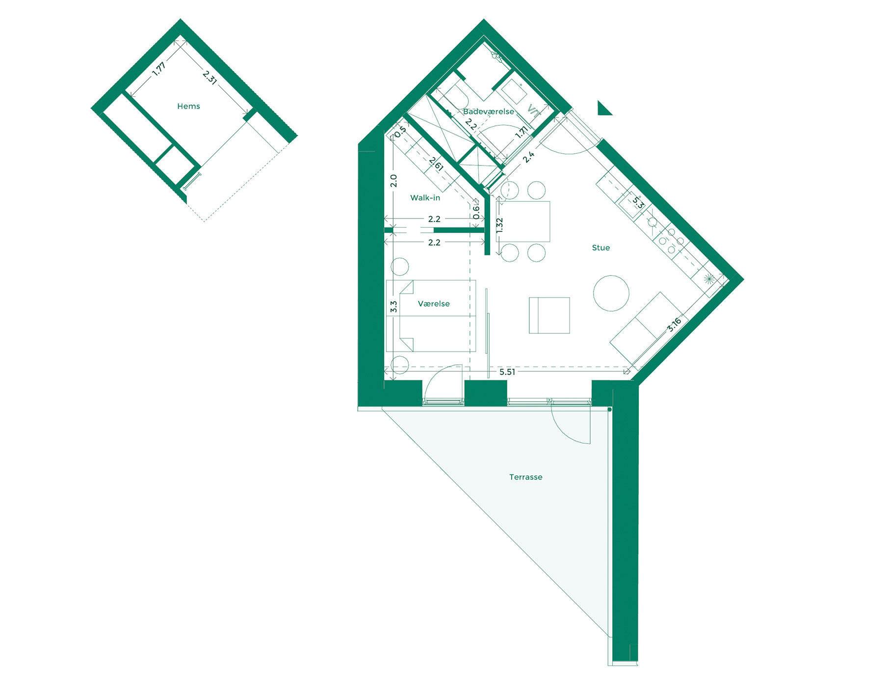 Lejlighedplan Hotelkarreen 161@2X