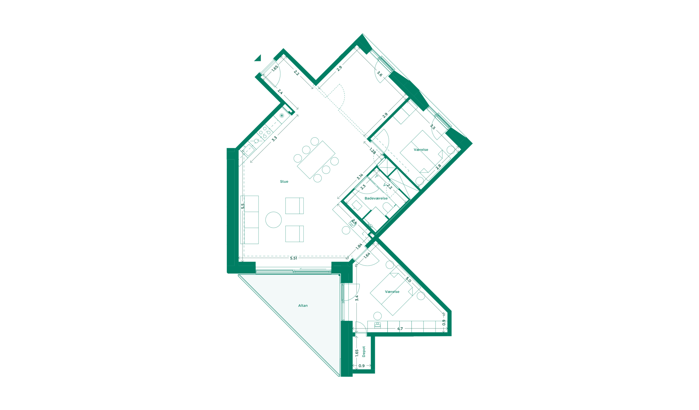 Lejlighedplan Hotelkarreen 175@2X
