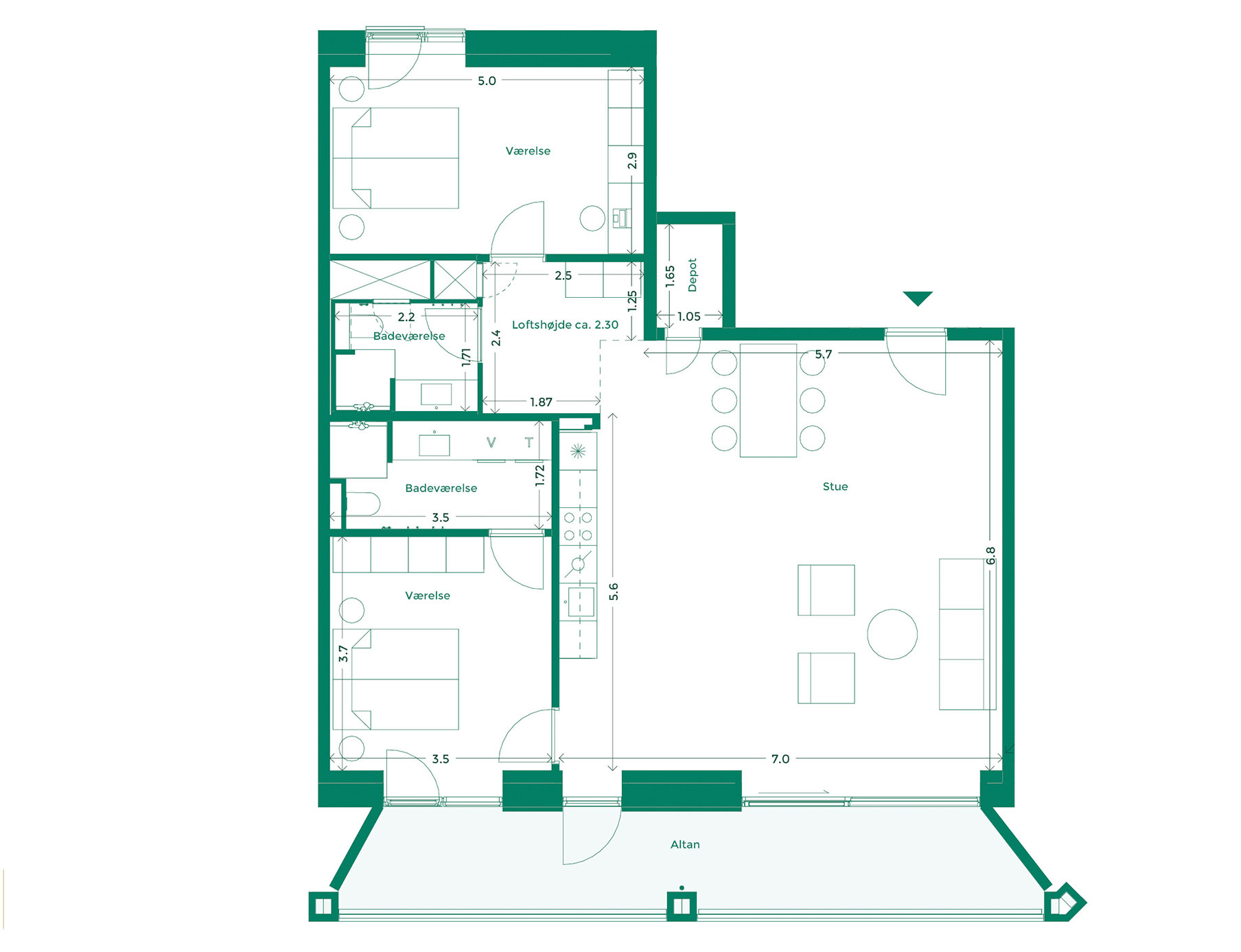 Lejlighedplan Hotelkarreen 196@2X