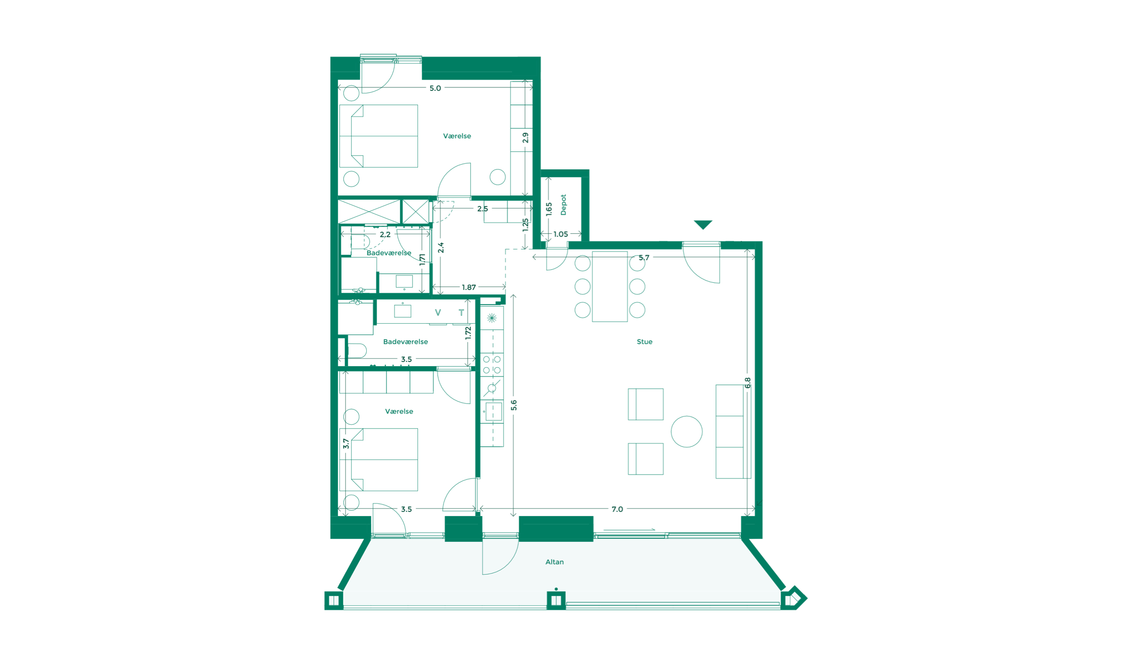 Lejlighedplan Hotelkarreen 198@2X