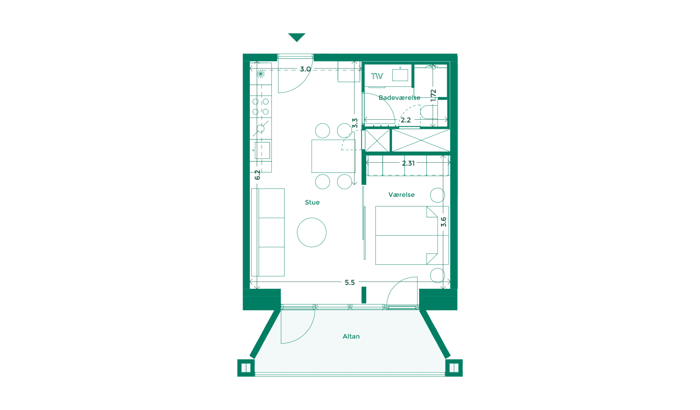 Lejlighedplan Hotelkarreen 202@2X