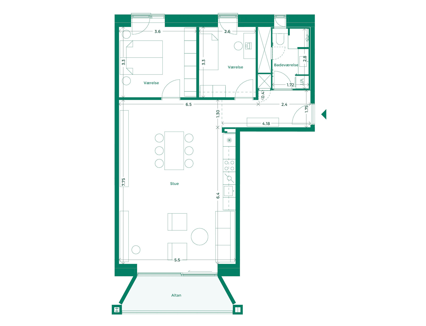 Lejlighedplan Hotelkarreen 204@2X