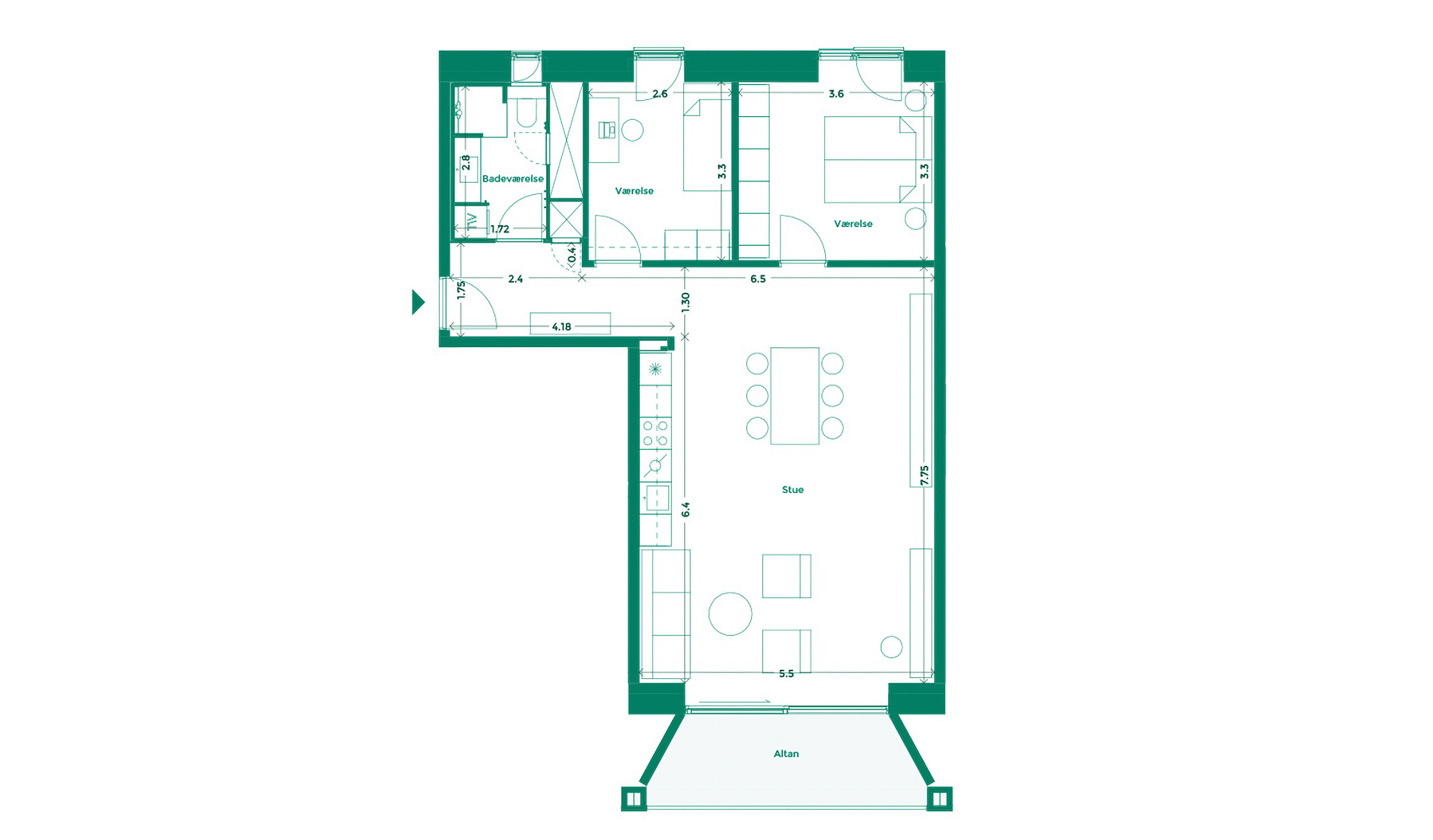 Lejlighedplan Hotelkarreen 205@2X