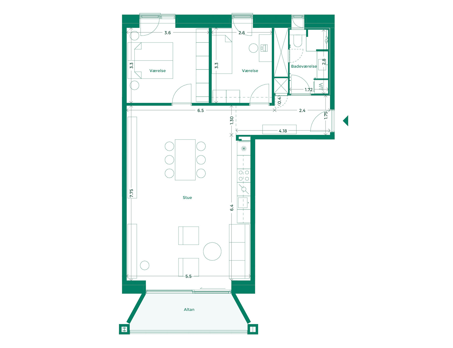 Lejlighedplan Hotelkarreen 208@2X