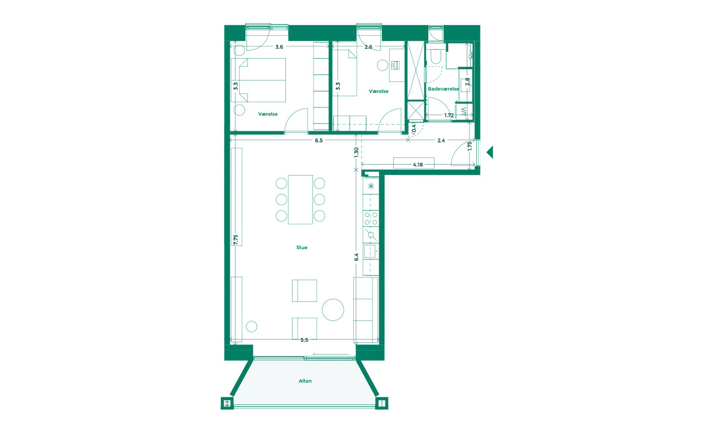 Lejlighedplan Hotelkarreen 212@2X