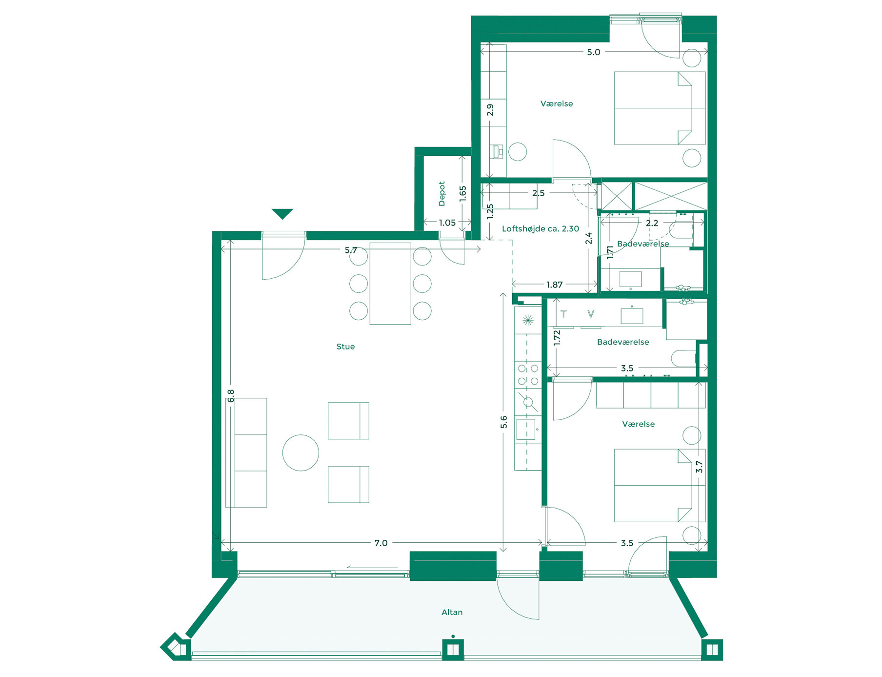 Lejlighedplan Hotelkarreen 215@2X